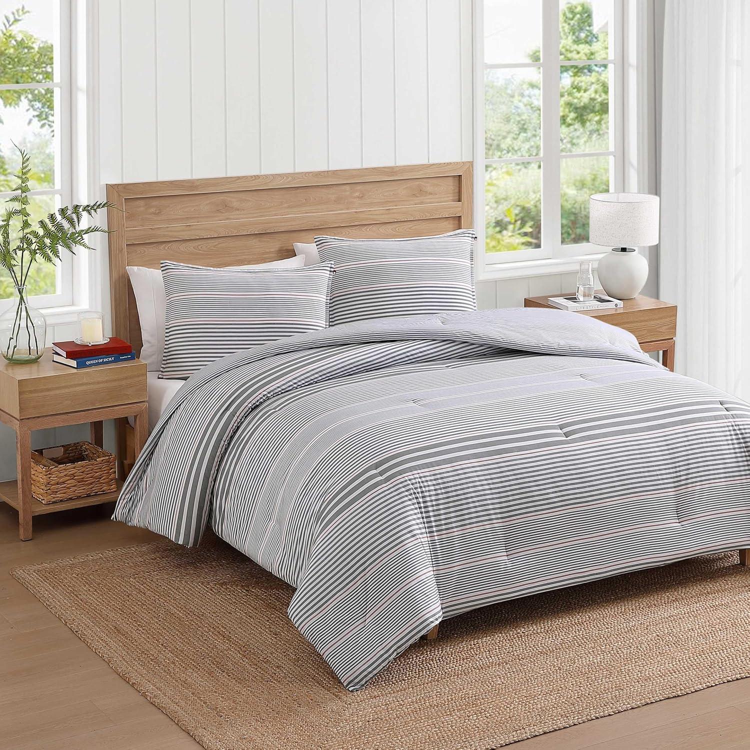 imageTommy Hilfiger Twin Duvet Cover Set Cotton Textured Bedding with Matching Sham Medium Weight Bed Set OekoTEX Certified Danbury Stripe BlueDanbury Stripe Blue