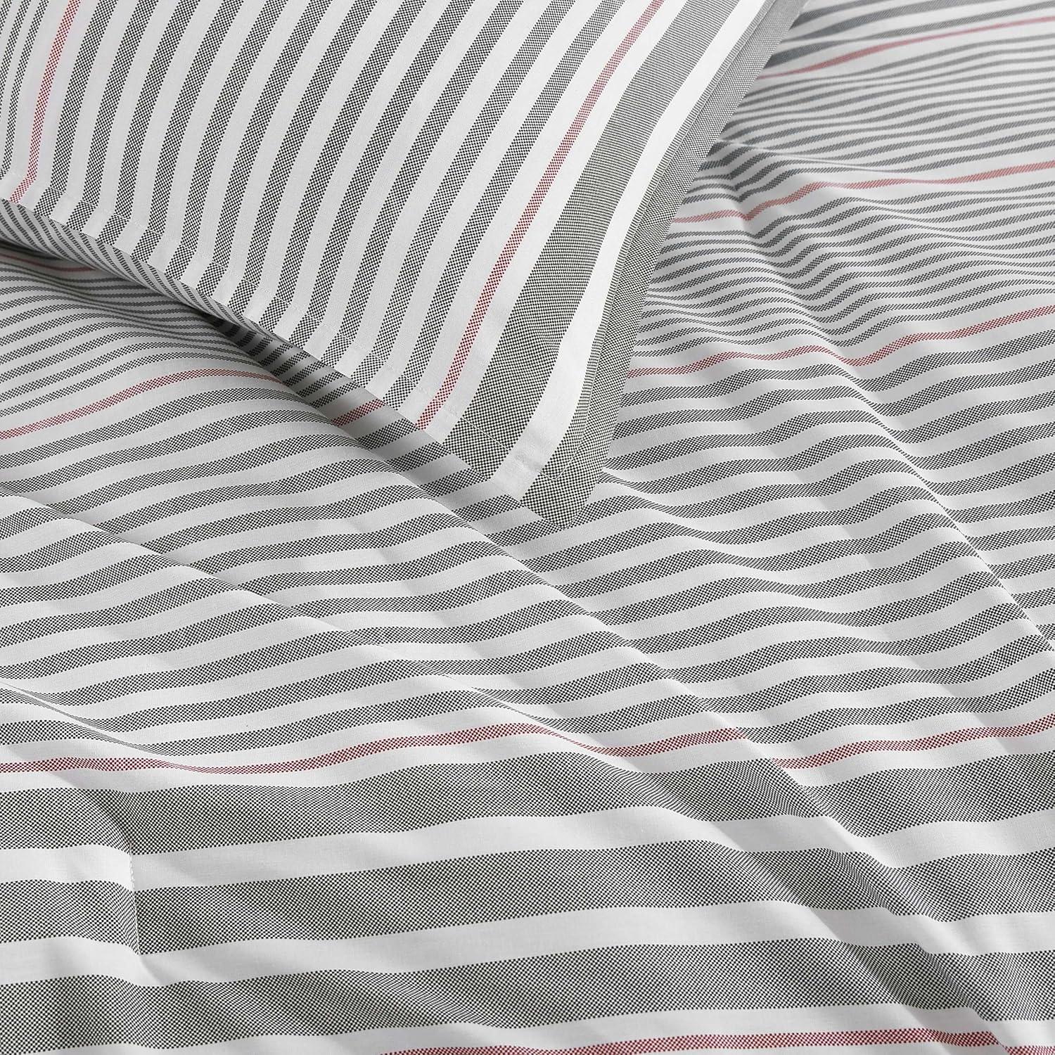 imageTommy Hilfiger Twin Duvet Cover Set Cotton Textured Bedding with Matching Sham Medium Weight Bed Set OekoTEX Certified Danbury Stripe BlueDanbury Stripe Blue