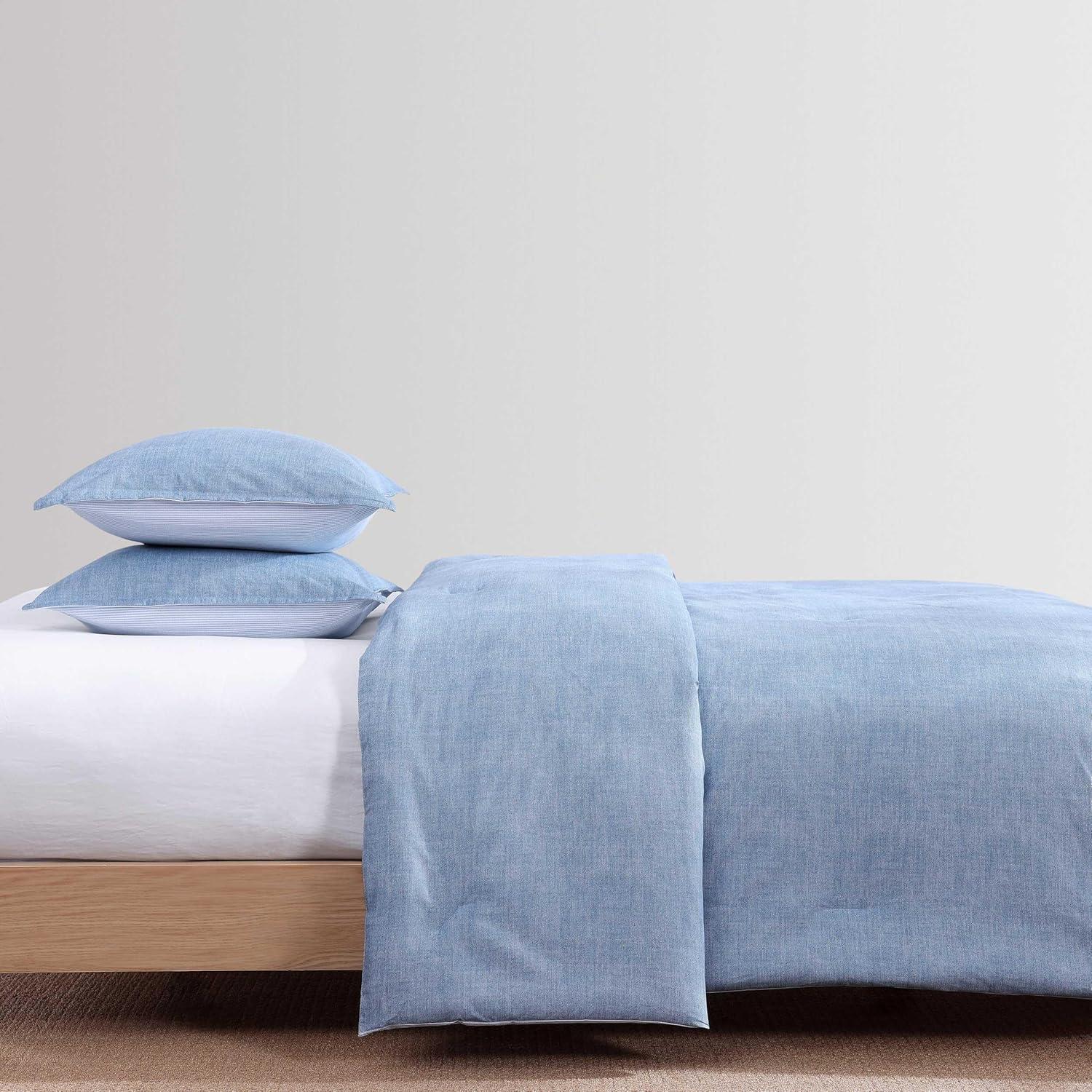 imageTommy Hilfiger Twin Duvet Cover Set Textured Cotton Bedding with Matching Shams Medium Weight for YearRound Use Dorm Essentials Dark BlueMedium Blue