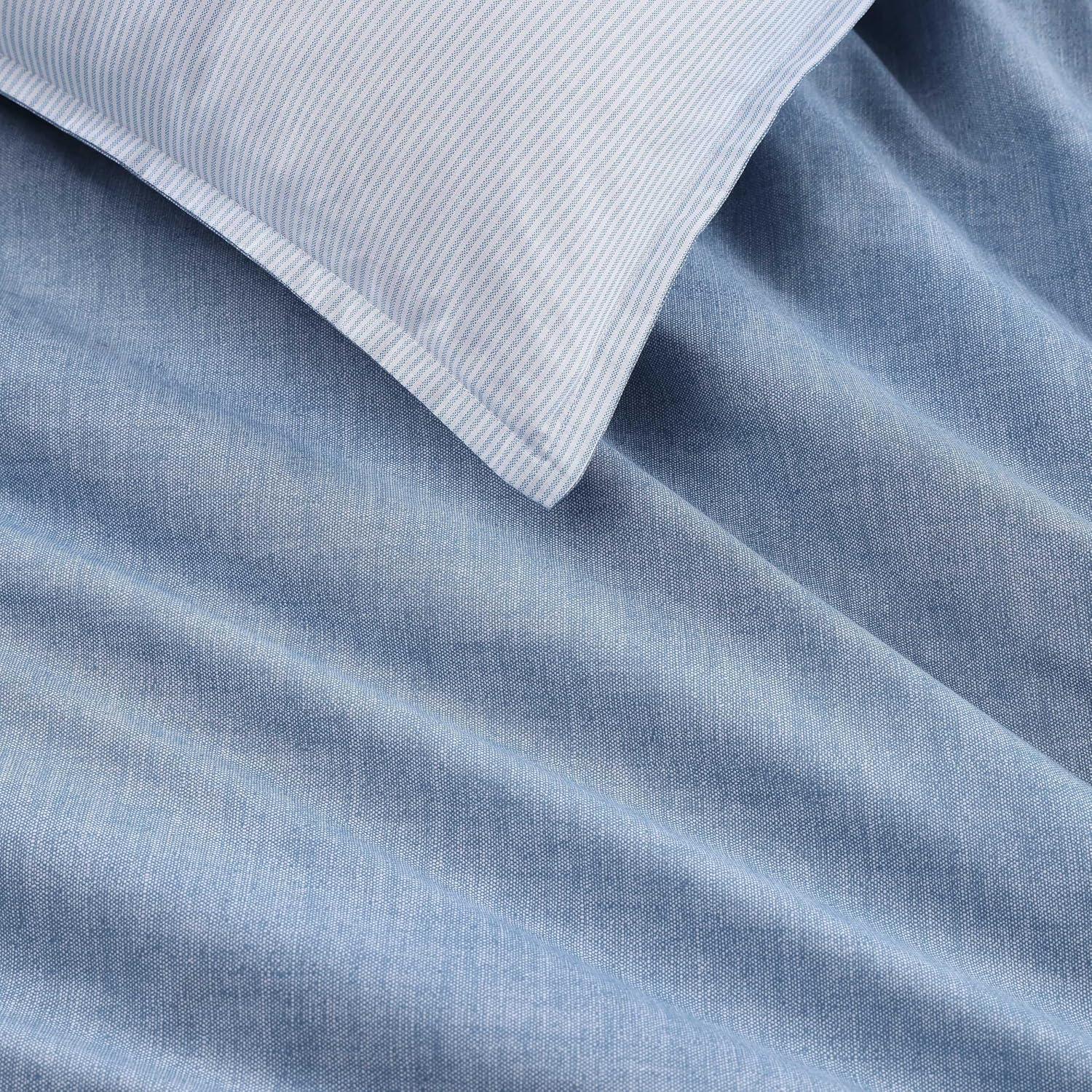 imageTommy Hilfiger Twin Duvet Cover Set Textured Cotton Bedding with Matching Shams Medium Weight for YearRound Use Dorm Essentials Dark BlueMedium Blue