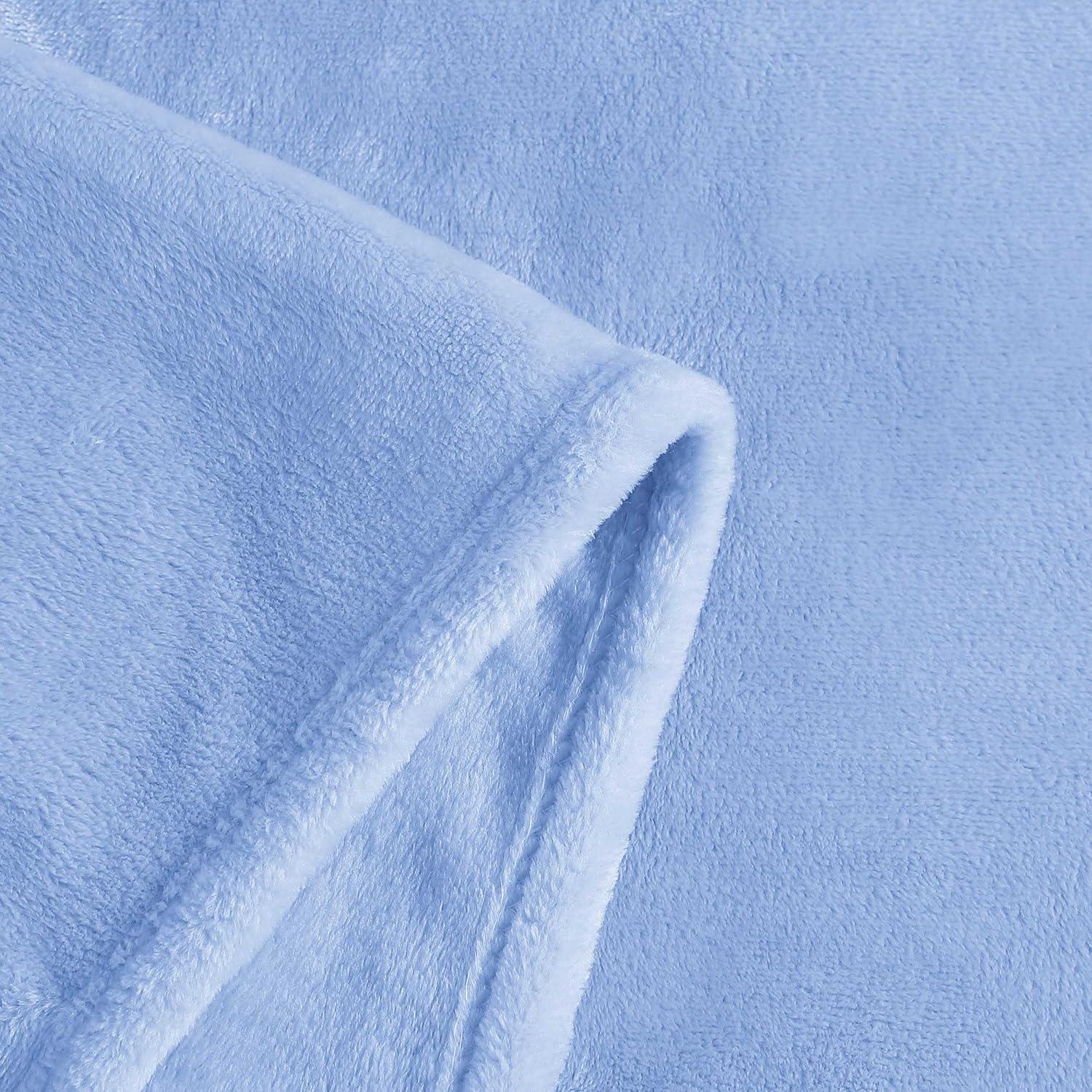 imageTommy Hilfiger Twin Plush Blanket Medium Weight Bedding for YearRound Use Perfect for Layering on Beds or Couches Dorm Essentials Light BeigeLight Blue