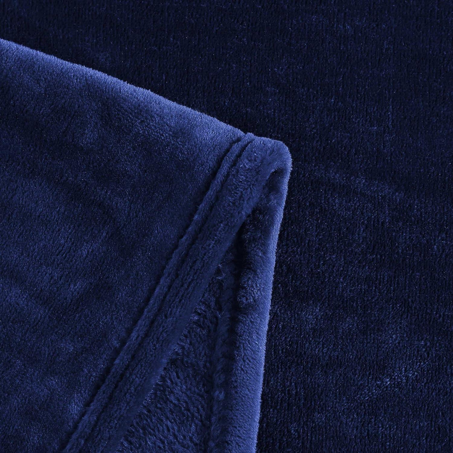 imageTommy Hilfiger Twin Plush Blanket Medium Weight Bedding for YearRound Use Perfect for Layering on Beds or Couches Dorm Essentials Light BeigeMarine Blue