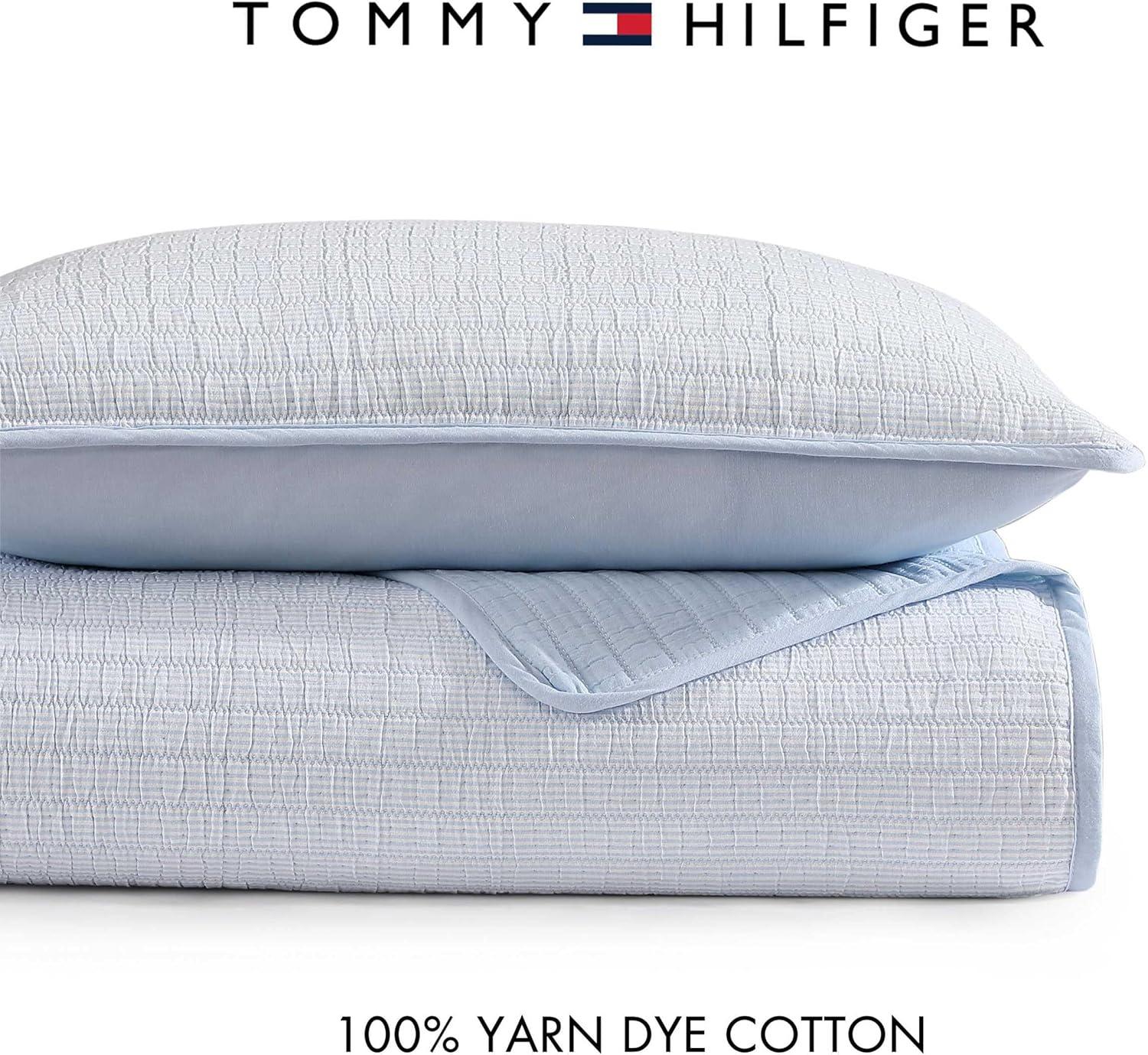 imageTommy Hilfiger Twin Quilt Set Luxurious Bedding with Matching Shams European Closure for Reversibility Soft ampamp Breathable Bed Set Ithaca Stripe Green TwinIthaca Stripe Blue