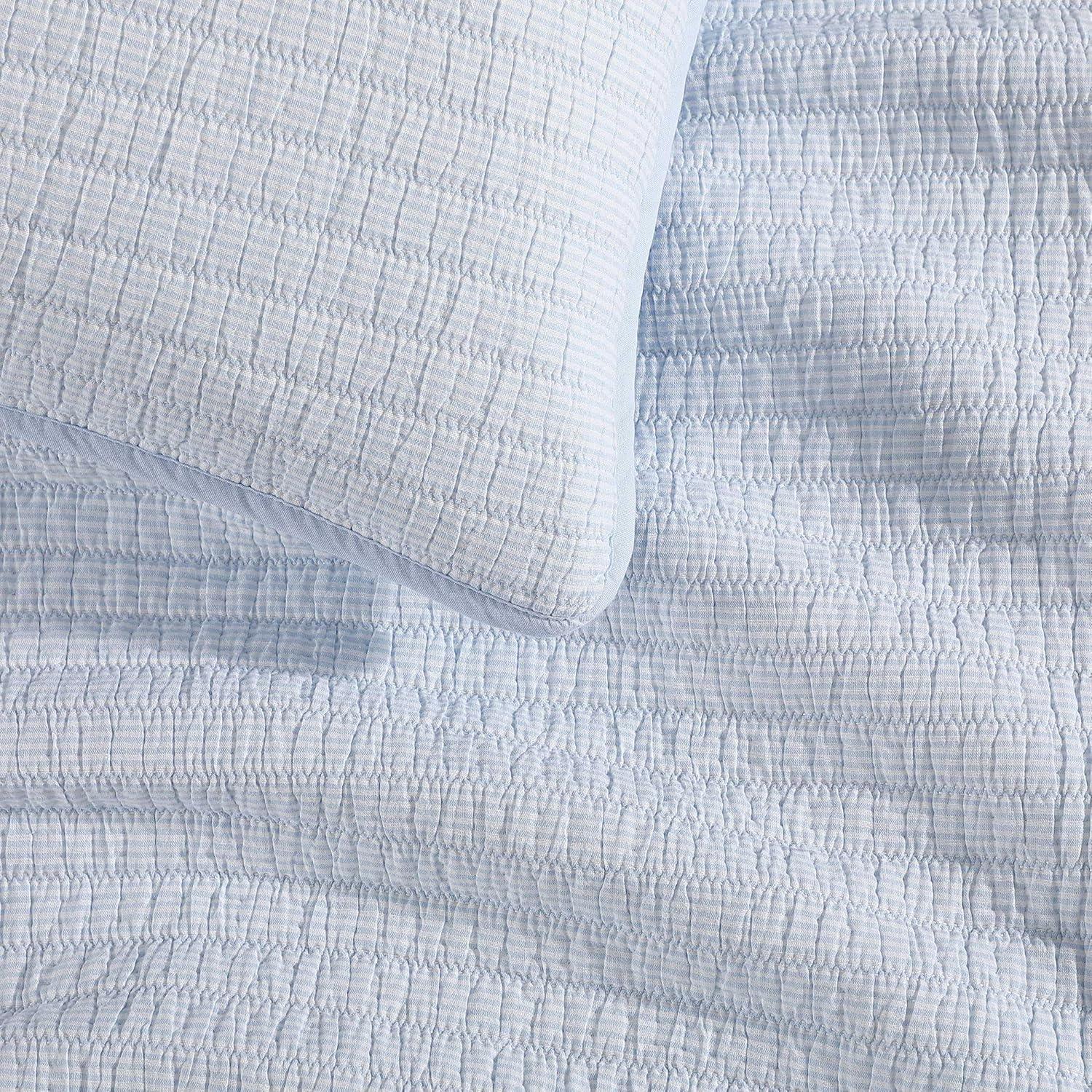 imageTommy Hilfiger Twin Quilt Set Luxurious Bedding with Matching Shams European Closure for Reversibility Soft ampamp Breathable Bed Set Ithaca Stripe Green TwinIthaca Stripe Blue