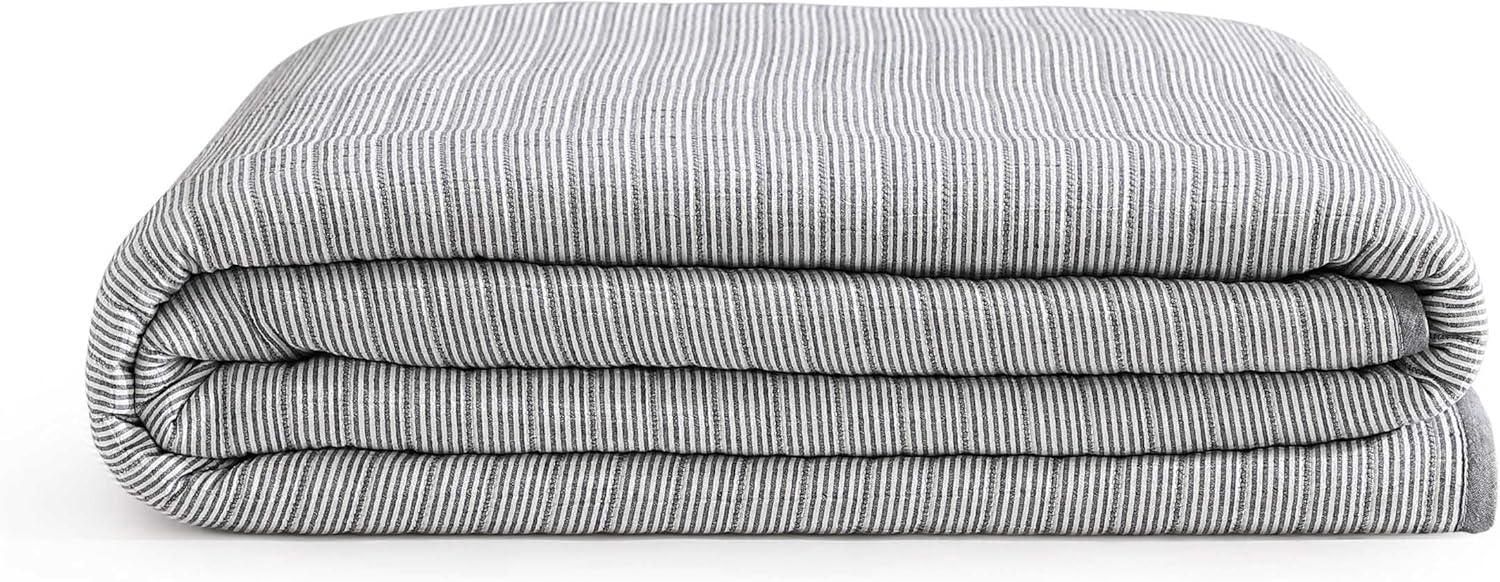 imageTommy Hilfiger Twin Quilt Set Luxurious Bedding with Matching Shams European Closure for Reversibility Soft ampamp Breathable Bed Set Ithaca Stripe Green TwinIthaca Stripe Navy