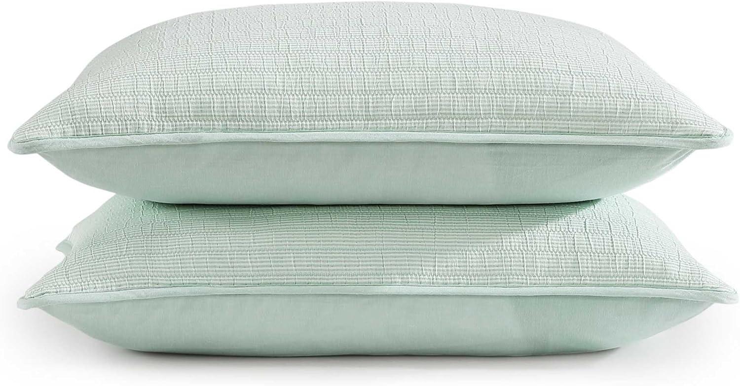 imageTommy Hilfiger Twin Quilt Set Luxurious Bedding with Matching Shams European Closure for Reversibility Soft ampamp Breathable Bed Set Ithaca Stripe Green TwinIthaca Stripe Green