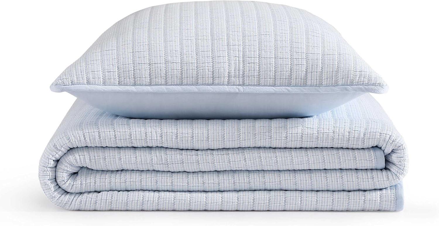 imageTommy Hilfiger Twin Quilt Set Luxurious Bedding with Matching Shams European Closure for Reversibility Soft ampamp Breathable Bed Set Ithaca Stripe Green TwinIthaca Stripe Blue