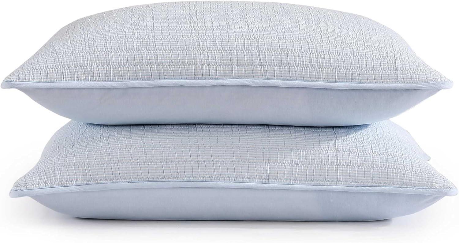 imageTommy Hilfiger Twin Quilt Set Luxurious Bedding with Matching Shams European Closure for Reversibility Soft ampamp Breathable Bed Set Ithaca Stripe Green TwinIthaca Stripe Blue