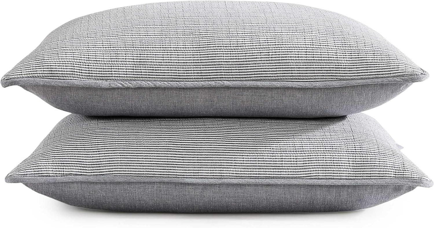 imageTommy Hilfiger Twin Quilt Set Luxurious Bedding with Matching Shams European Closure for Reversibility Soft ampamp Breathable Bed Set Ithaca Stripe Green TwinIthaca Stripe Navy