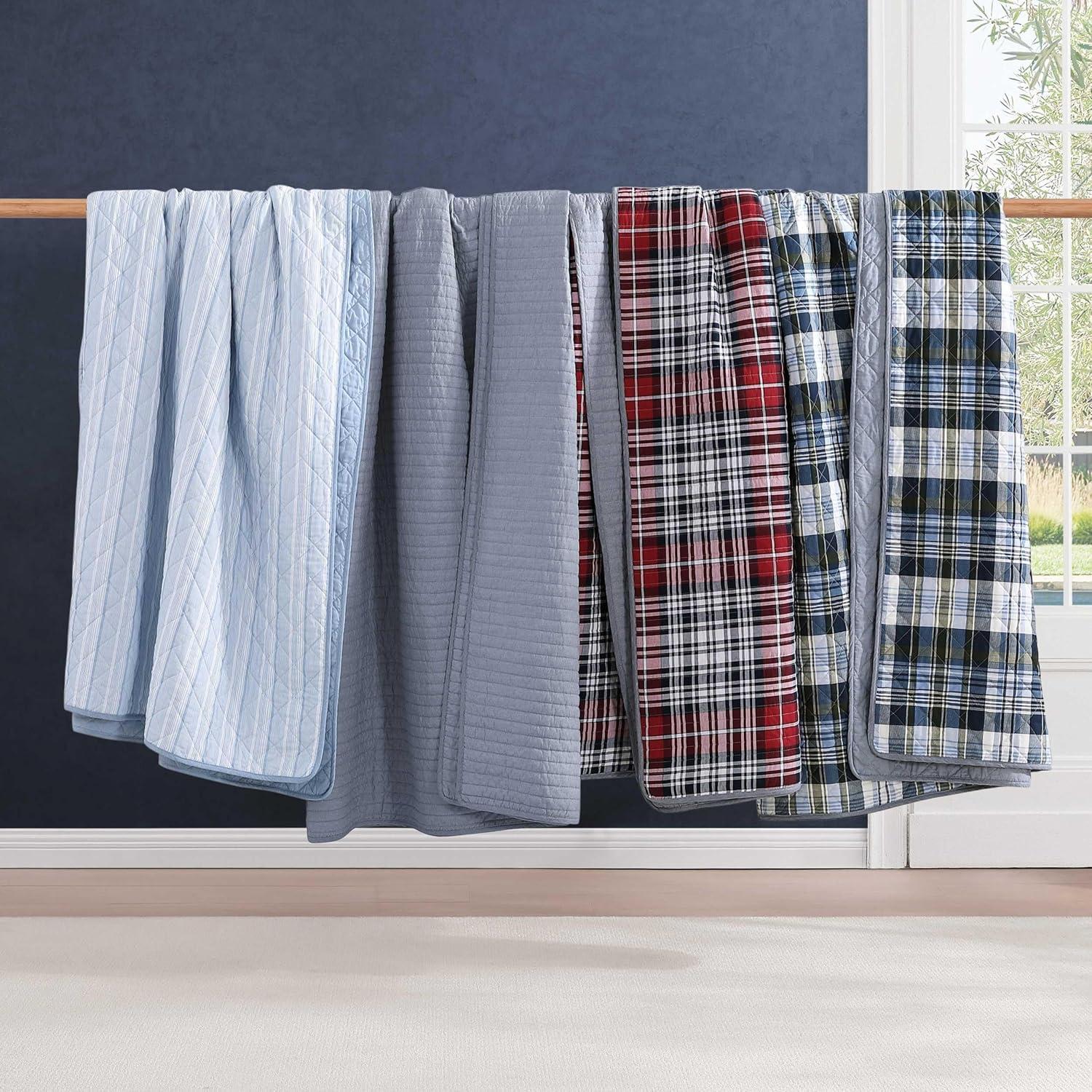 imageTommy Hilfiger Twin Quilt Set Soft Cotton wBreathable Feel Lightweight Bedding for Year Round Comfort 2 Piece Bed Set wMatching Pillowcase Sailing Stripe BlueSailing Stripe Blue