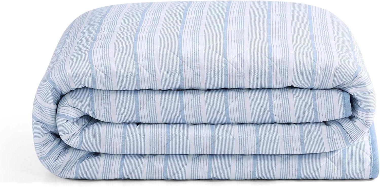 imageTommy Hilfiger Twin Quilt Set Soft Cotton wBreathable Feel Lightweight Bedding for Year Round Comfort 2 Piece Bed Set wMatching Pillowcase Sailing Stripe BlueSailing Stripe Blue