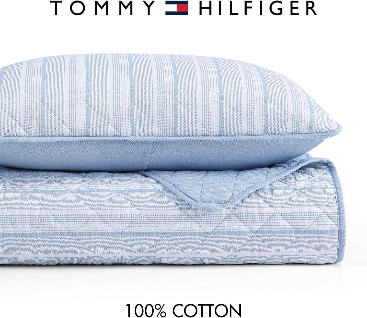 imageTommy Hilfiger Twin Quilt Set Soft Cotton wBreathable Feel Lightweight Bedding for Year Round Comfort 2 Piece Bed Set wMatching Pillowcase Sailing Stripe BlueSailing Stripe Blue