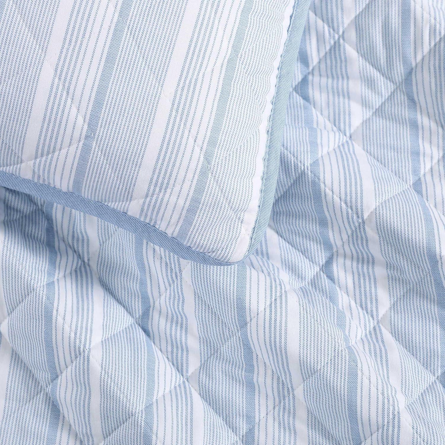 imageTommy Hilfiger Twin Quilt Set Soft Cotton wBreathable Feel Lightweight Bedding for Year Round Comfort 2 Piece Bed Set wMatching Pillowcase Sailing Stripe BlueSailing Stripe Blue