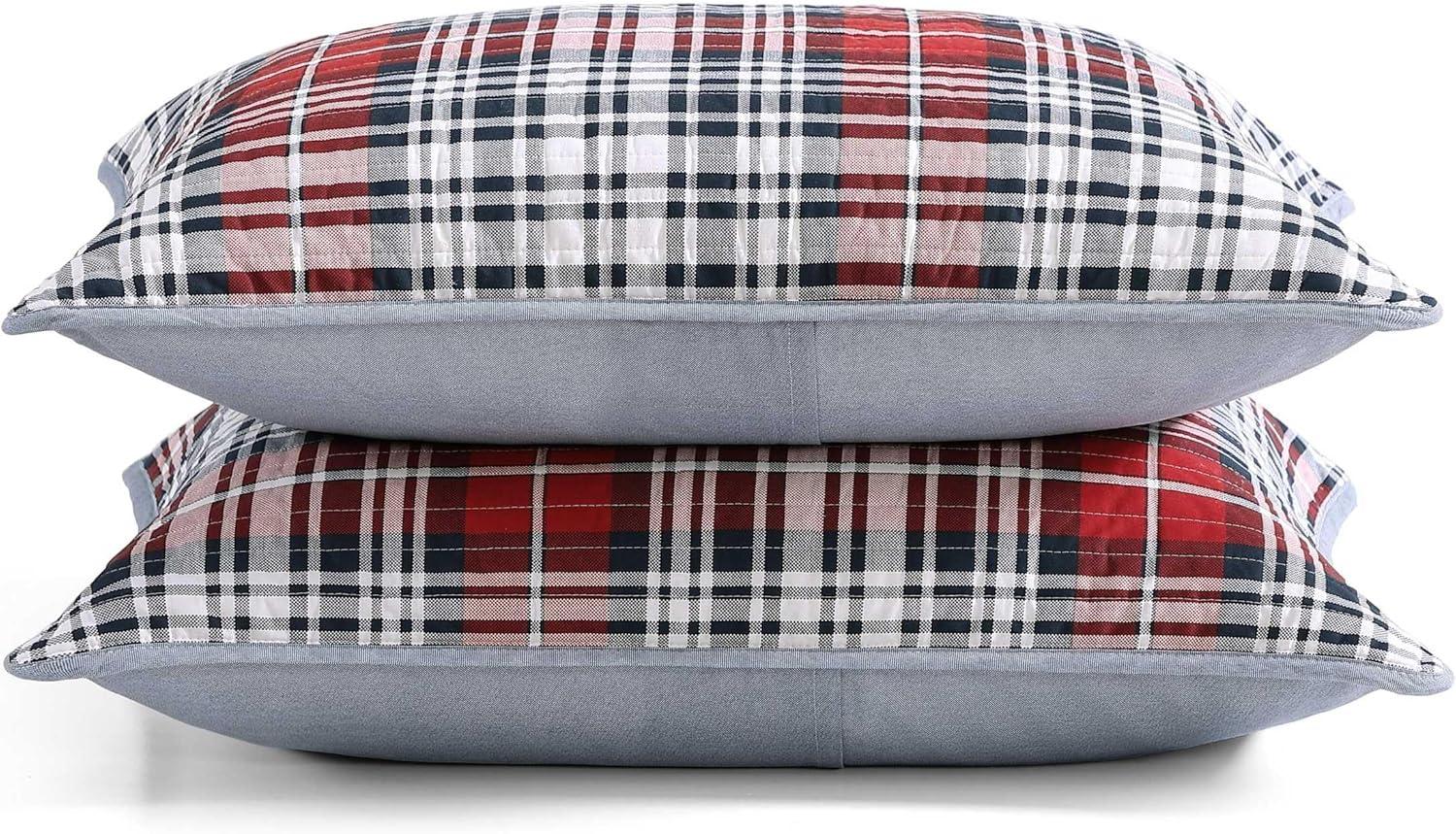 imageTommy Hilfiger Twin Quilt Set Soft Cotton wBreathable Feel Lightweight Bedding for Year Round Comfort 2 Piece Bed Set wMatching Pillowcase Sailing Stripe BlueCollegiate Tartan Blue