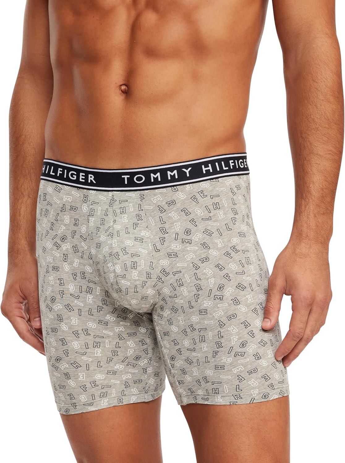 imageTommy Hilfiger Cotton Stretch Boxer Brief 4PackMahogany Grey Heather Logo Print Four Leaf Clover Navy