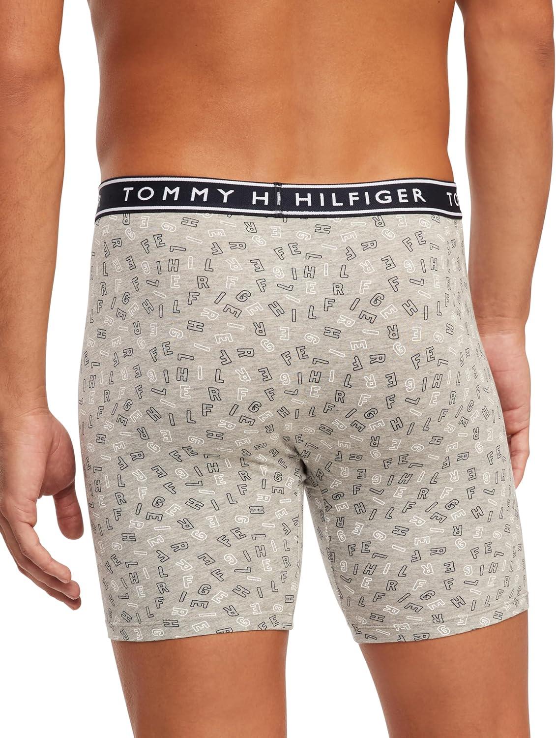 imageTommy Hilfiger Cotton Stretch Boxer Brief 4PackMahogany Grey Heather Logo Print Four Leaf Clover Navy