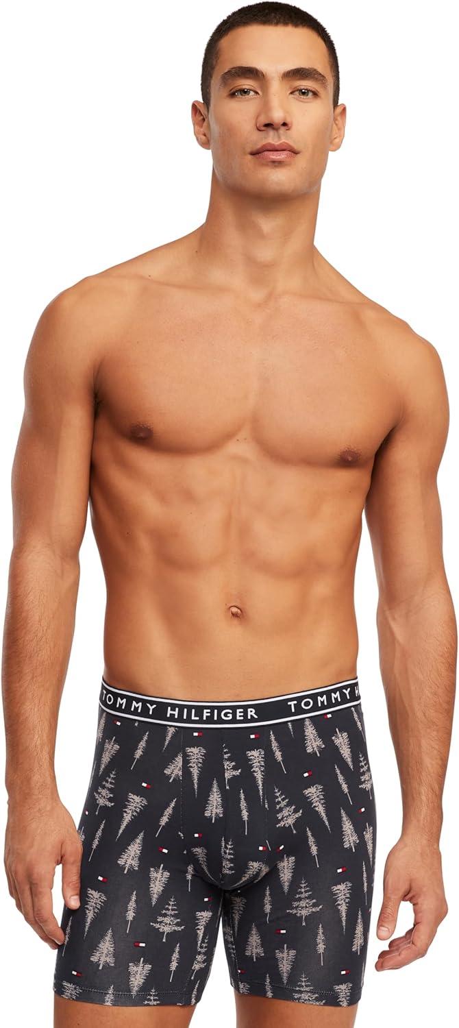 imageTommy Hilfiger Cotton Stretch Boxer Brief 4PackMazarine Blue Navy Tree Print Grey Heather Navy