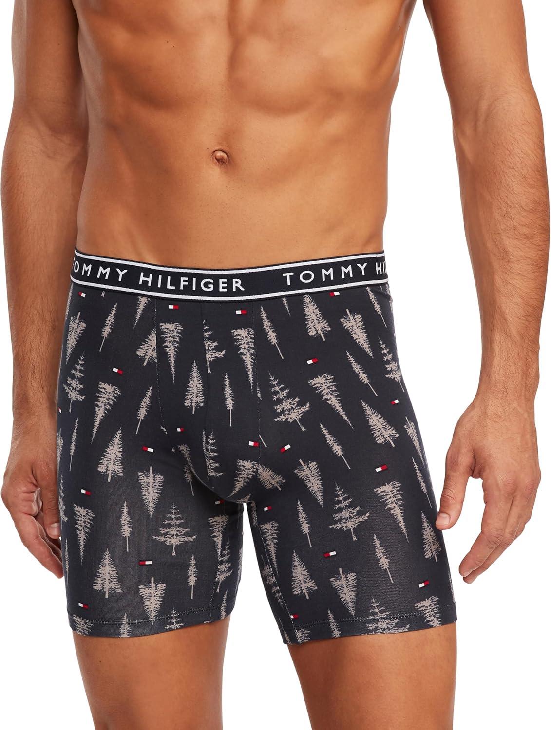 imageTommy Hilfiger Cotton Stretch Boxer Brief 4PackMazarine Blue Navy Tree Print Grey Heather Navy