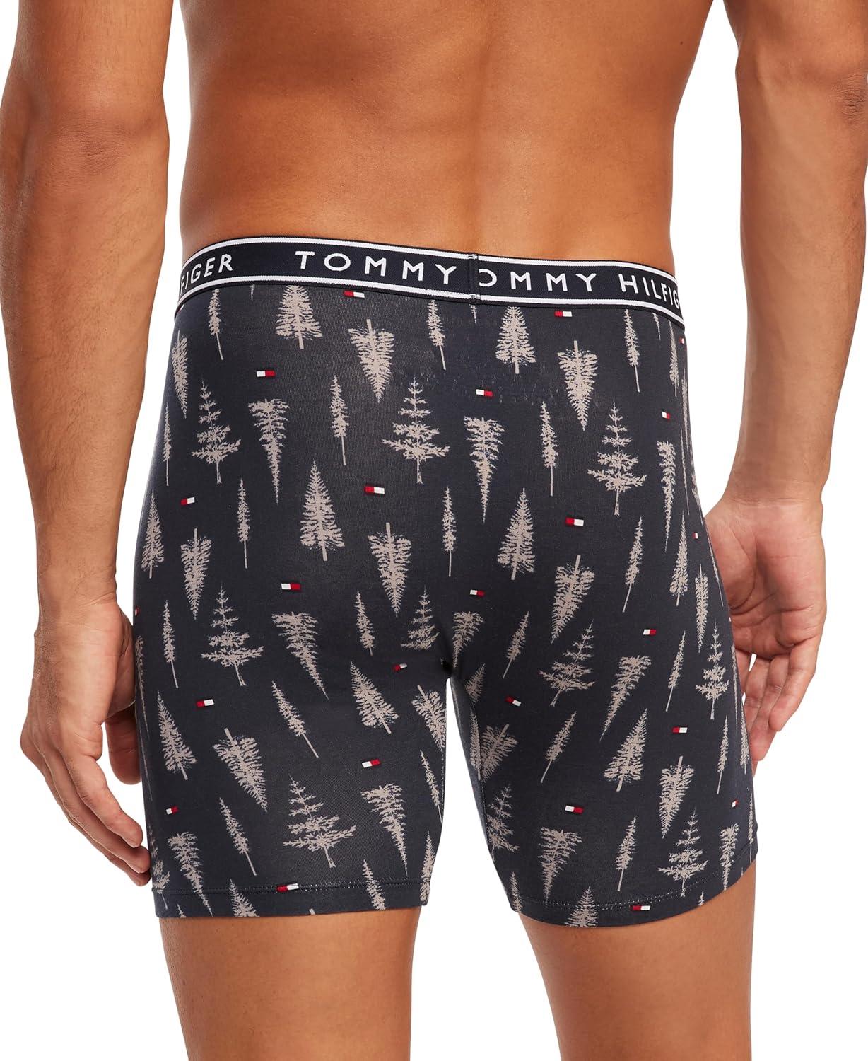 imageTommy Hilfiger Cotton Stretch Boxer Brief 4PackMazarine Blue Navy Tree Print Grey Heather Navy