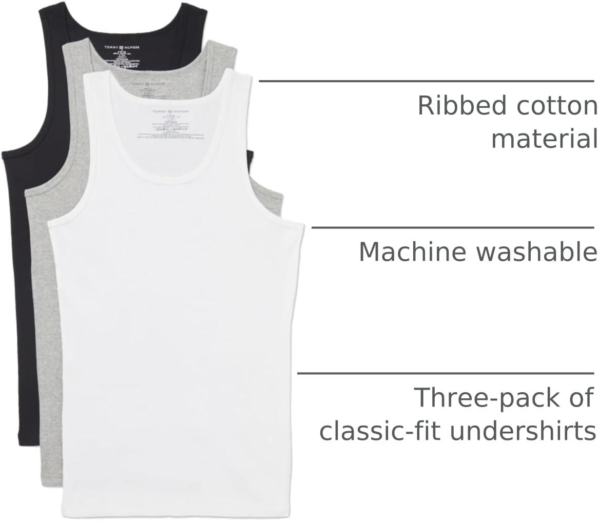 imageTommy Hilfiger Mens Cotton Classics 3Pack AShirtBlack Grey Heather White