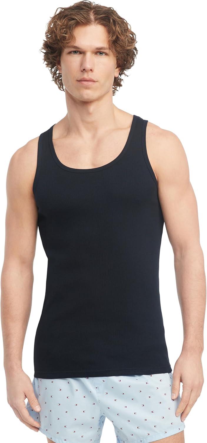 imageTommy Hilfiger Mens Cotton Classics 3Pack AShirtWhite Grey Heather Navy