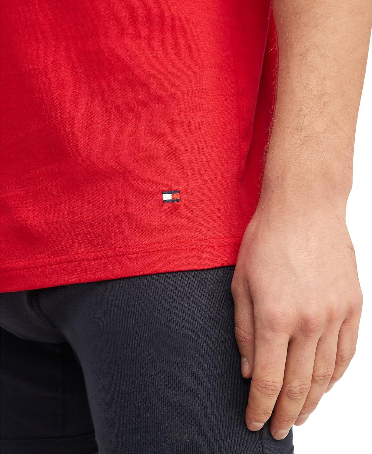 imageTommy Hilfiger Mens Cotton Classics 3Pack VNeck UndershirtsPrimary Red Navy White
