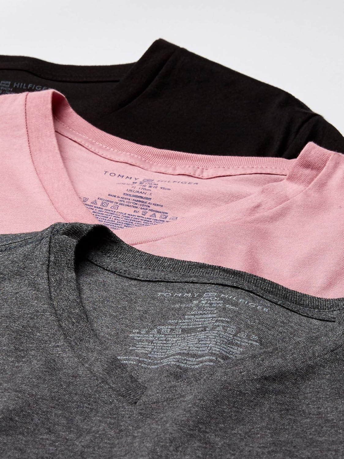 imageTommy Hilfiger Mens Cotton Classics 3Pack VNeck UndershirtsV Neck Pink Multi