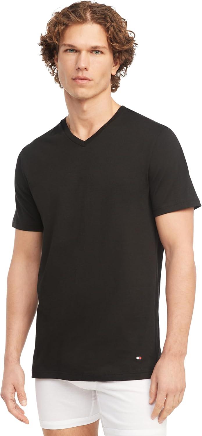 imageTommy Hilfiger Mens Cotton Classics 3Pack VNeck UndershirtsV Neck WhiteGreyBlack