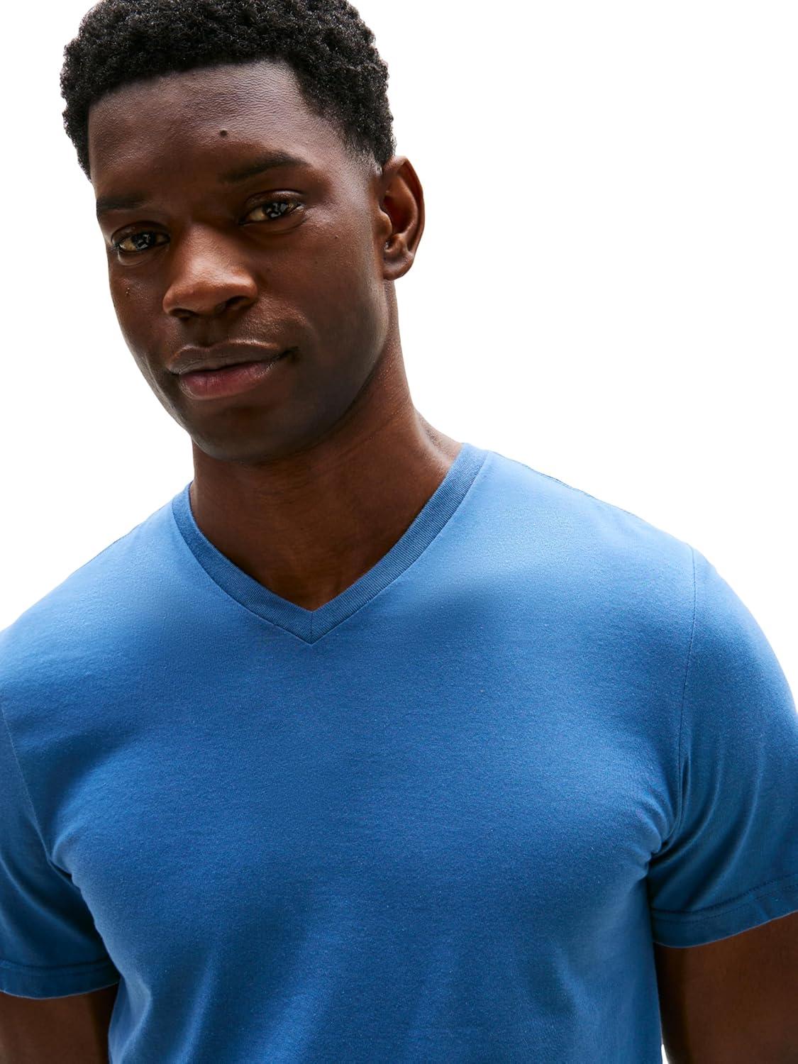 imageTommy Hilfiger Mens Cotton Classics 3Pack VNeck UndershirtsWhite North Sky Blue Desert Sky