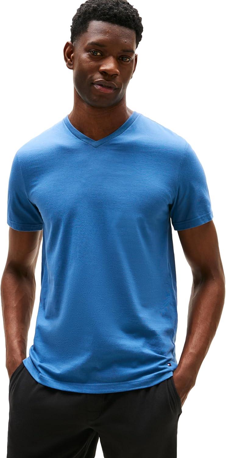 imageTommy Hilfiger Mens Cotton Classics 3Pack VNeck UndershirtsWhite North Sky Blue Desert Sky