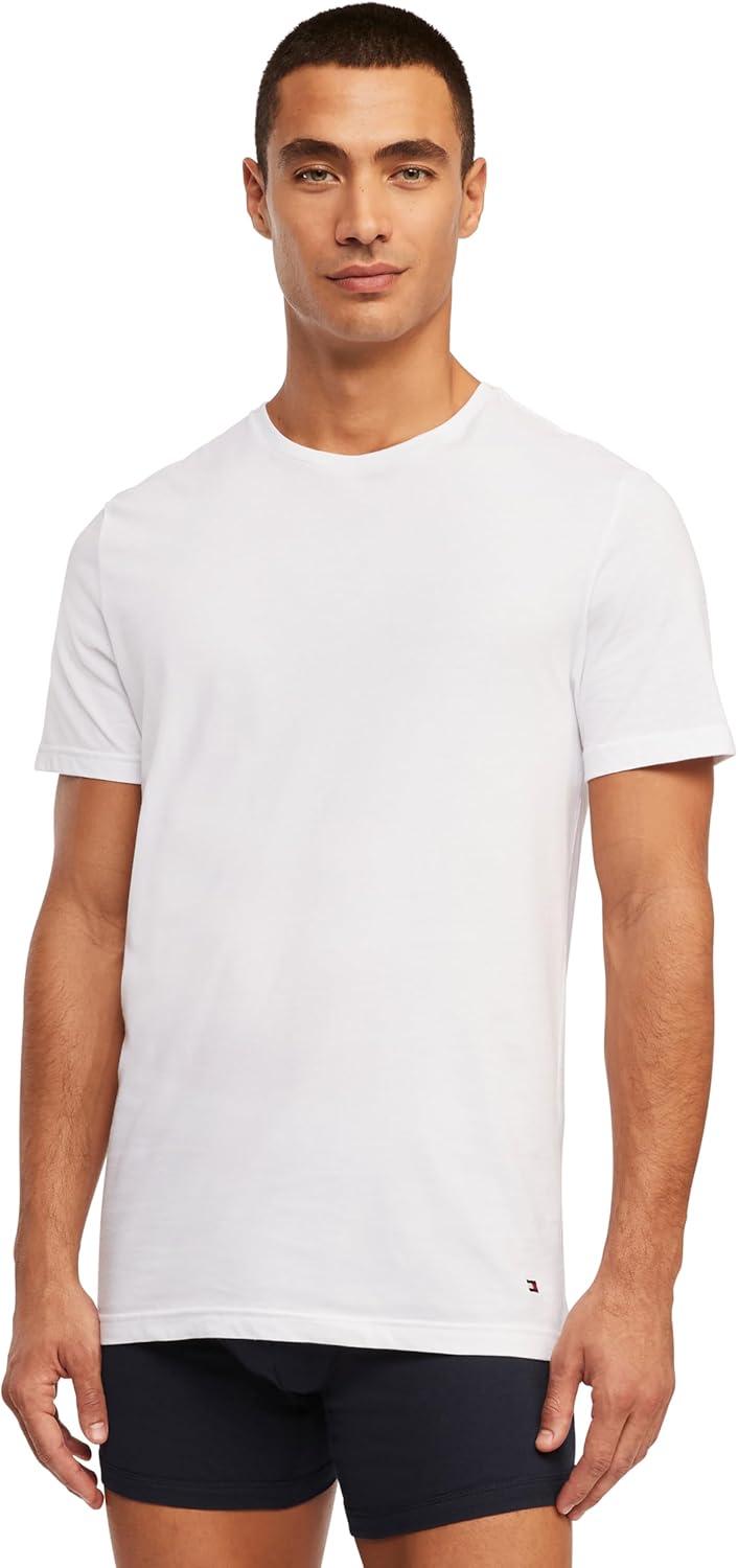 imageTommy Hilfiger Mens Cotton Classics Crewneck Undershirts 3PackBlack Grey Heather White