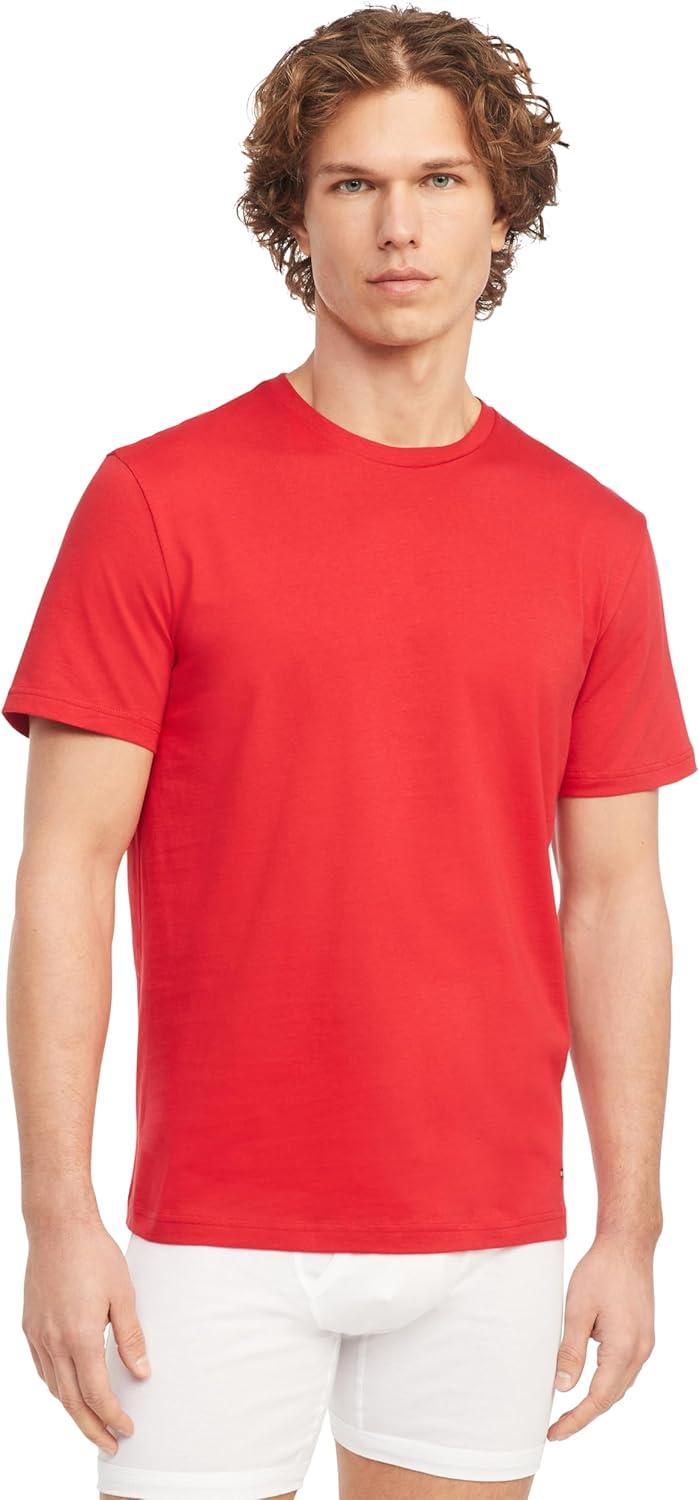 imageTommy Hilfiger Mens Cotton Classics Crewneck Undershirts 3PackPrimary Red Navy White