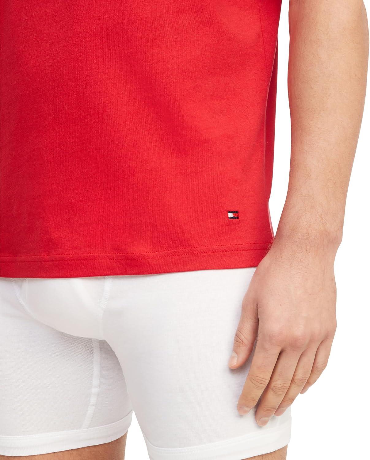 imageTommy Hilfiger Mens Cotton Classics Crewneck Undershirts 3PackPrimary Red Navy White