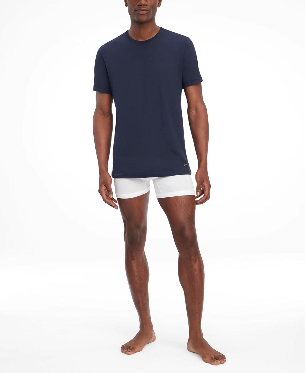 imageTommy Hilfiger Mens Cotton Classics Crewneck Undershirts 3PackWhite Grey Heather Navy