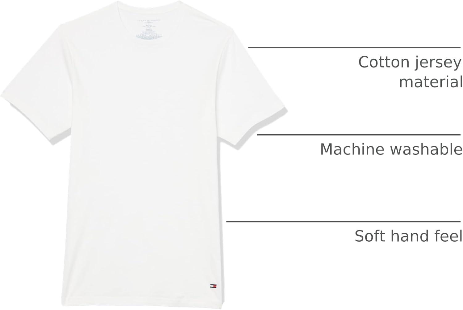 imageTommy Hilfiger Mens Cotton Classics Crewneck Undershirts 3PackWhite Slim Fit