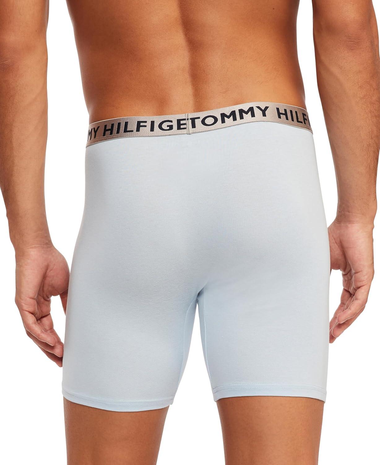 imageTommy Hilfiger Mens Cotton Stretch 4Pack Boxer BriefChambray Blue Wet Weather Mazarine Blue Navy