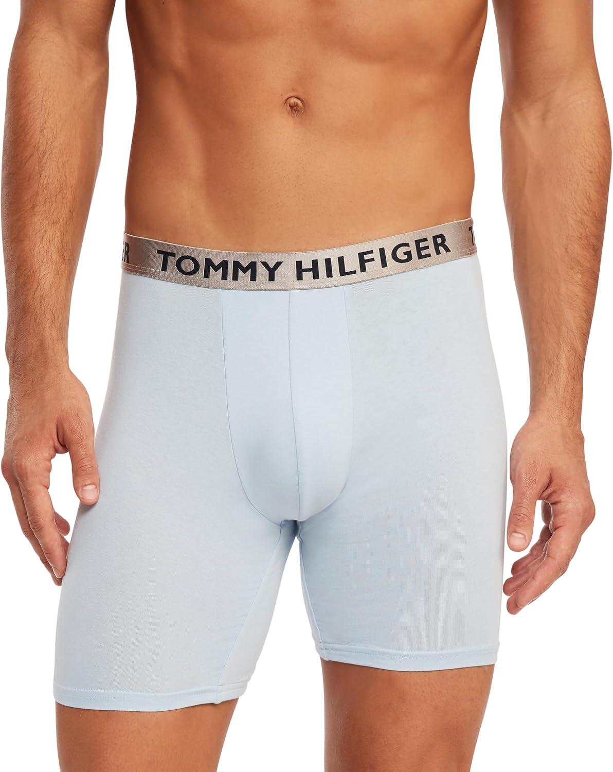 imageTommy Hilfiger Mens Cotton Stretch 4Pack Boxer BriefChambray Blue Wet Weather Mazarine Blue Navy