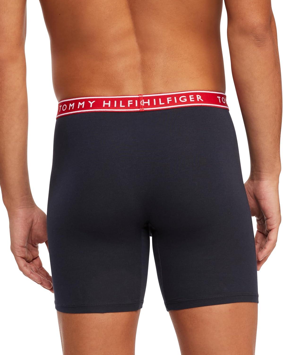 imageTommy Hilfiger Mens Cotton Stretch 4Pack Boxer BriefNautical Blue W Navy Navy W Red Red W Navy Grey W Nautical Blue