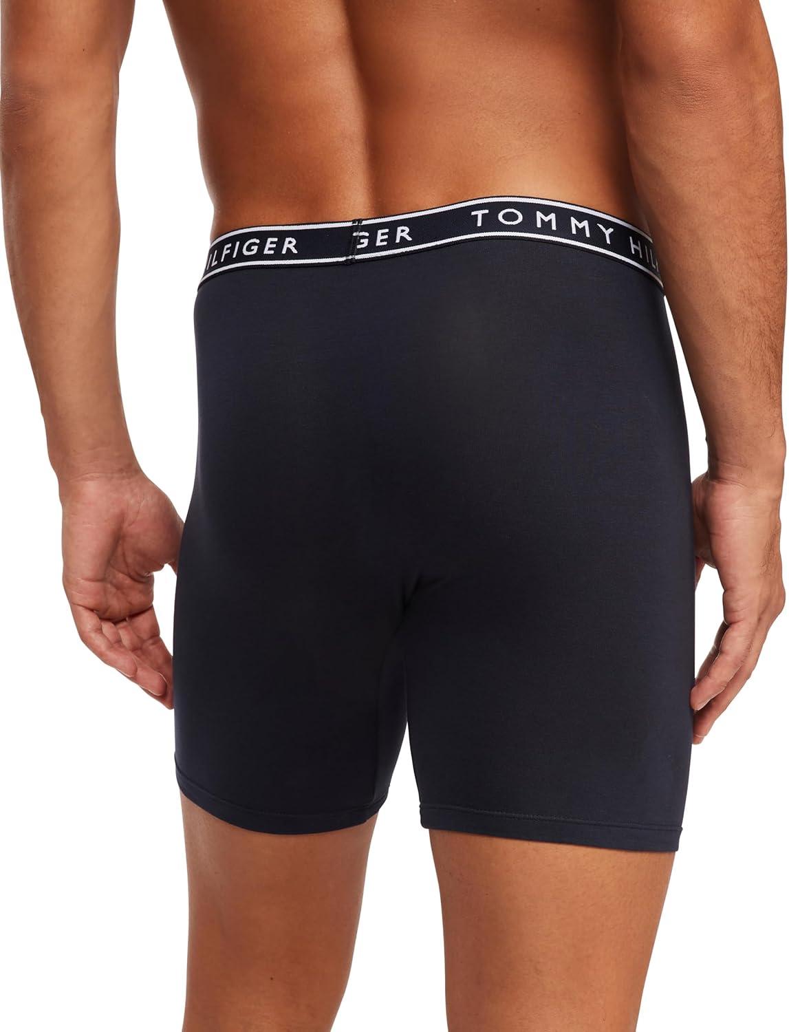 imageTommy Hilfiger Mens Cotton Stretch 4Pack Boxer BriefRomantic Blue Primary Red North Sky Blue Navy