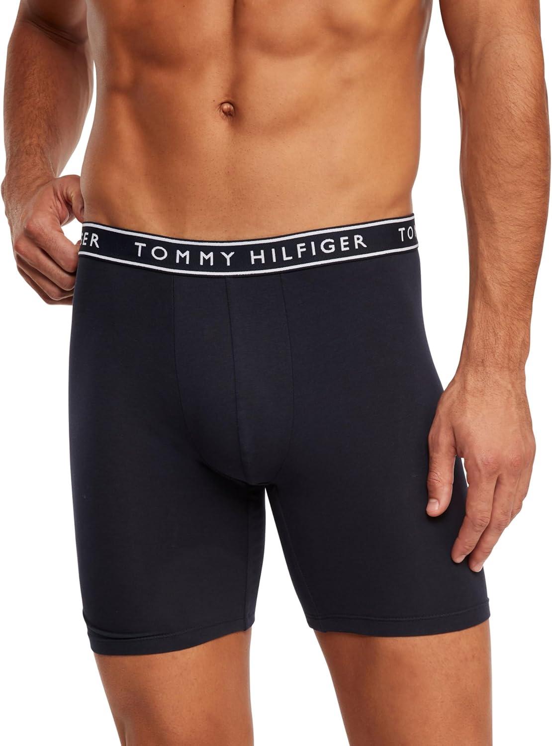 imageTommy Hilfiger Mens Cotton Stretch 4Pack Boxer BriefRomantic Blue Primary Red North Sky Blue Navy