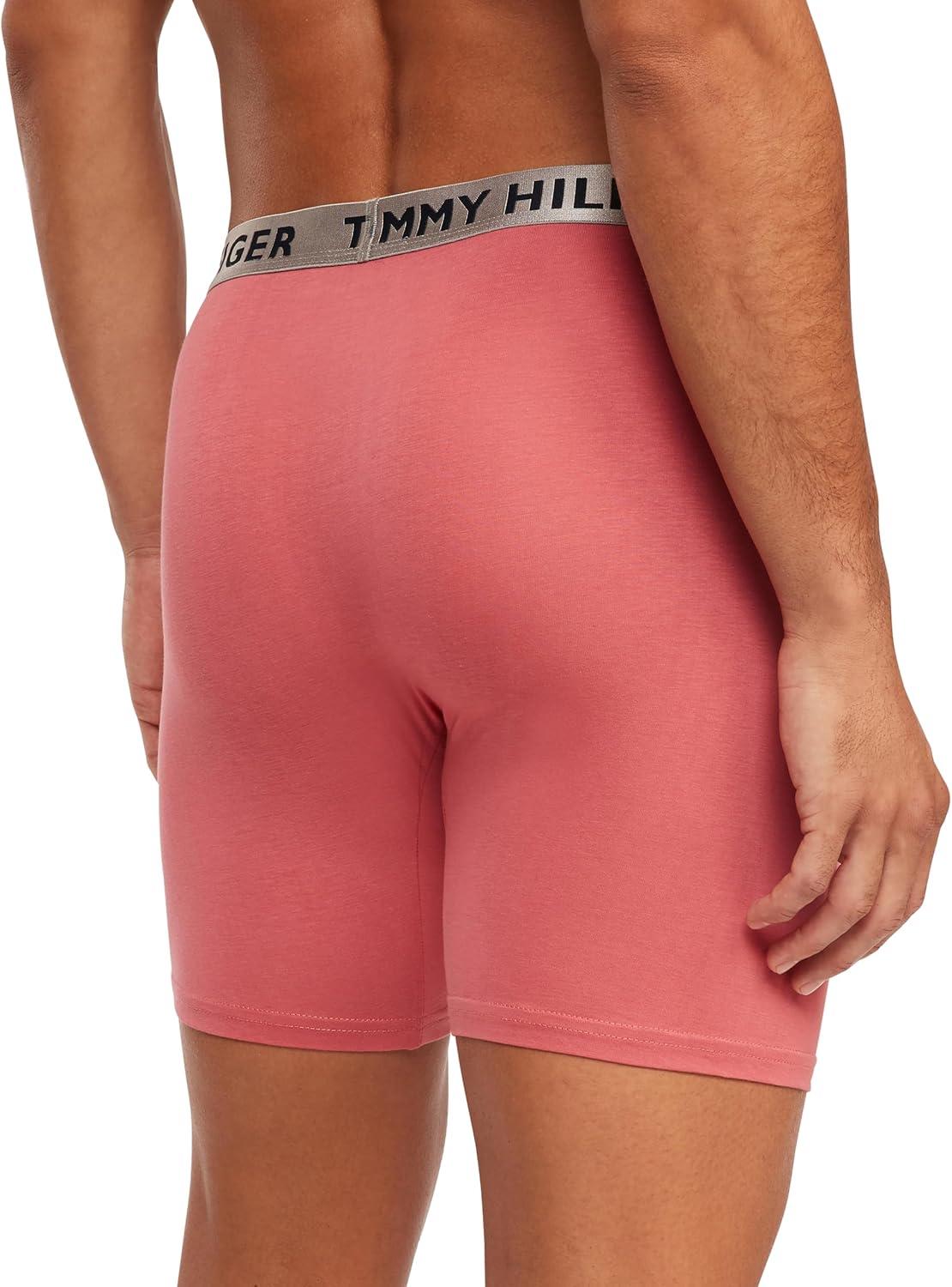 imageTommy Hilfiger Mens Cotton Stretch 4Pack Boxer BriefRose Grey Heather Four Leaf Clover Navy