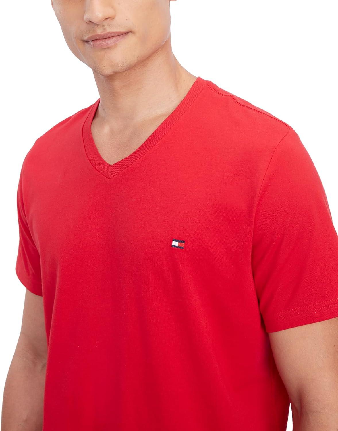 imageTommy Hilfiger Mens Flag V Neck TeeMahogany