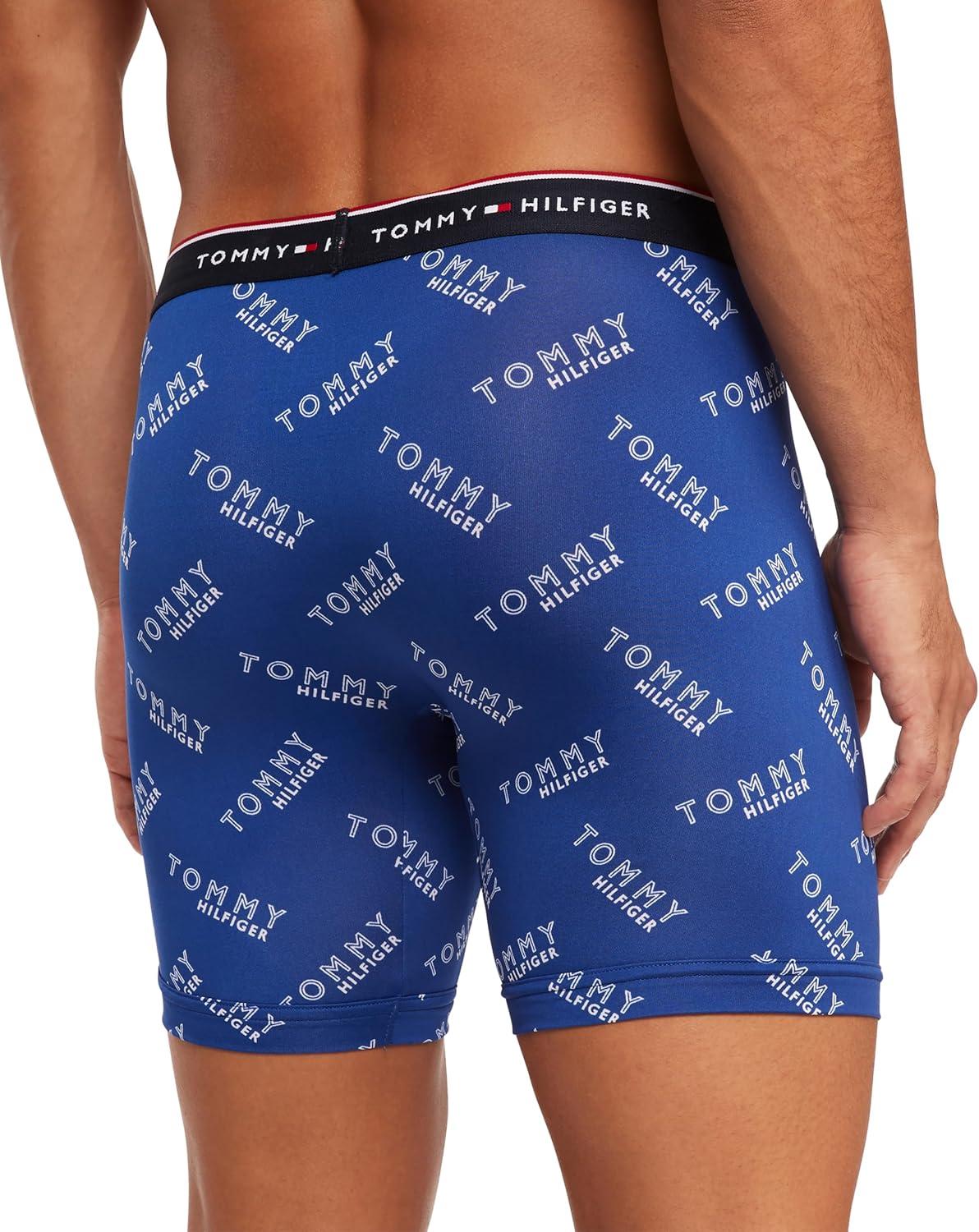 imageTommy Hilfiger Mens Micro Classics Boxer Brief 3PackGreen Mazarine Blue Logo Print Gold