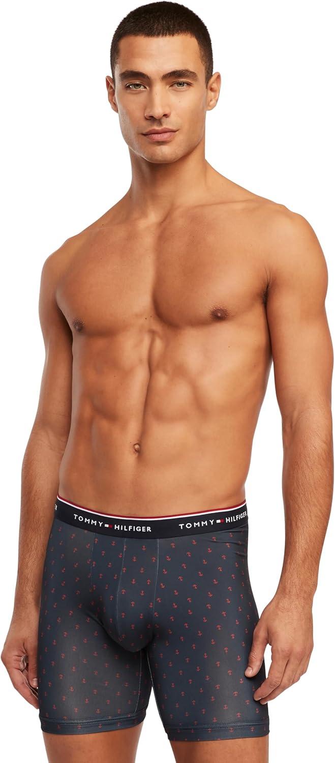 imageTommy Hilfiger Mens Micro Classics Boxer Brief 3PackNavy Navy Anchor Print Mahogany