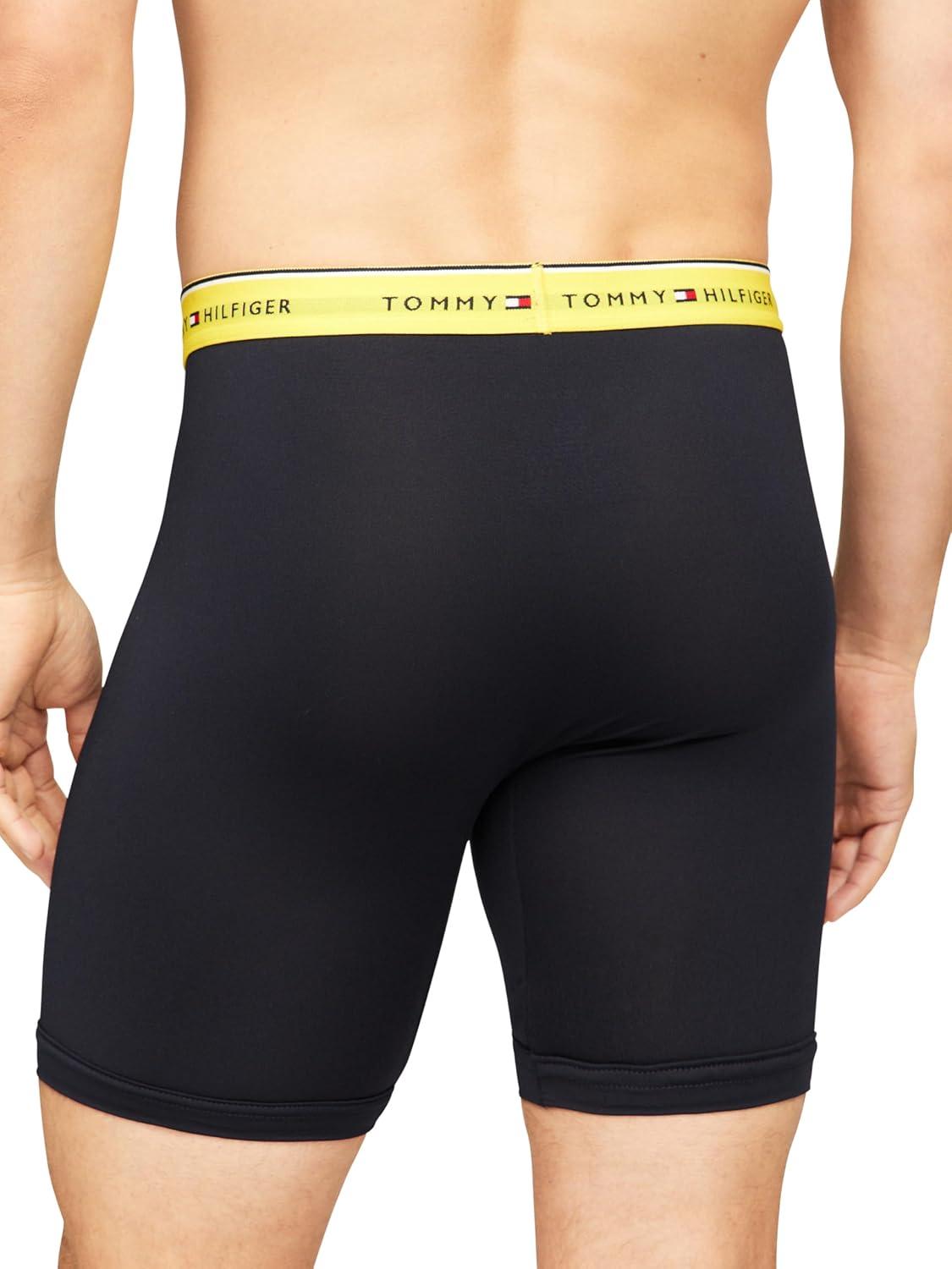 imageTommy Hilfiger Mens Micro Classics Boxer Brief 3PackNavy W Dark Orange Waistband Navy W Shocking Blue Waistband Navy W Vivid Yellow Waistband