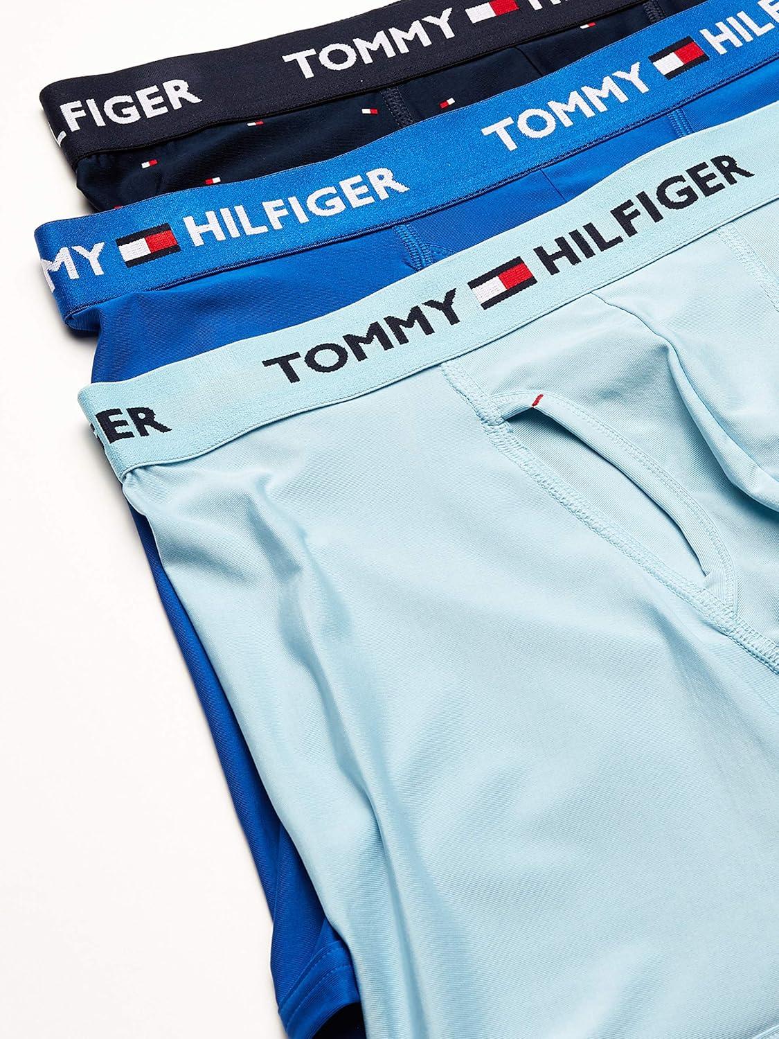 imageTommy Hilfiger Mens Micro Classics Boxer Brief 3PackTurkish SeaNavy Microflag PrintAquamarine