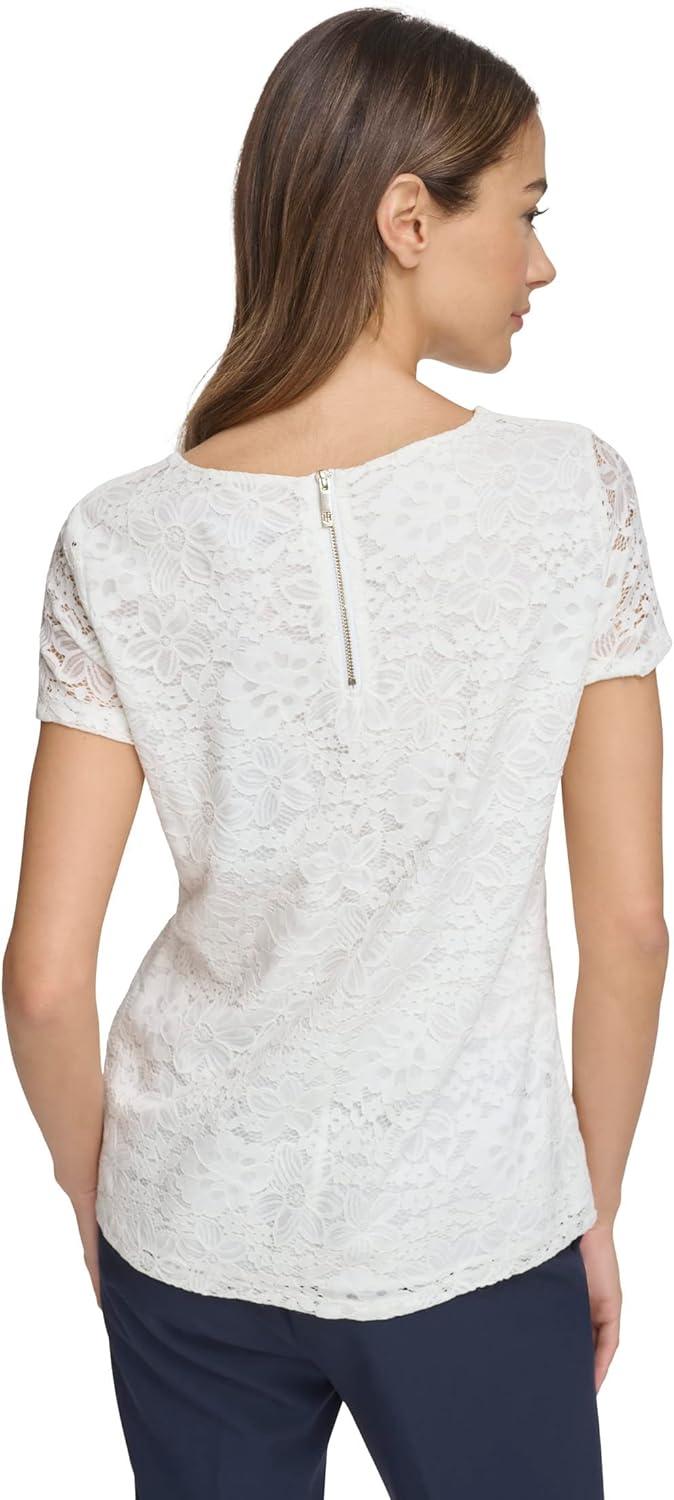 imageTommy Hilfiger Short Sleeve Lace BlouseIvory