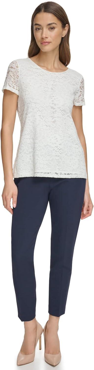 imageTommy Hilfiger Short Sleeve Lace BlouseIvory