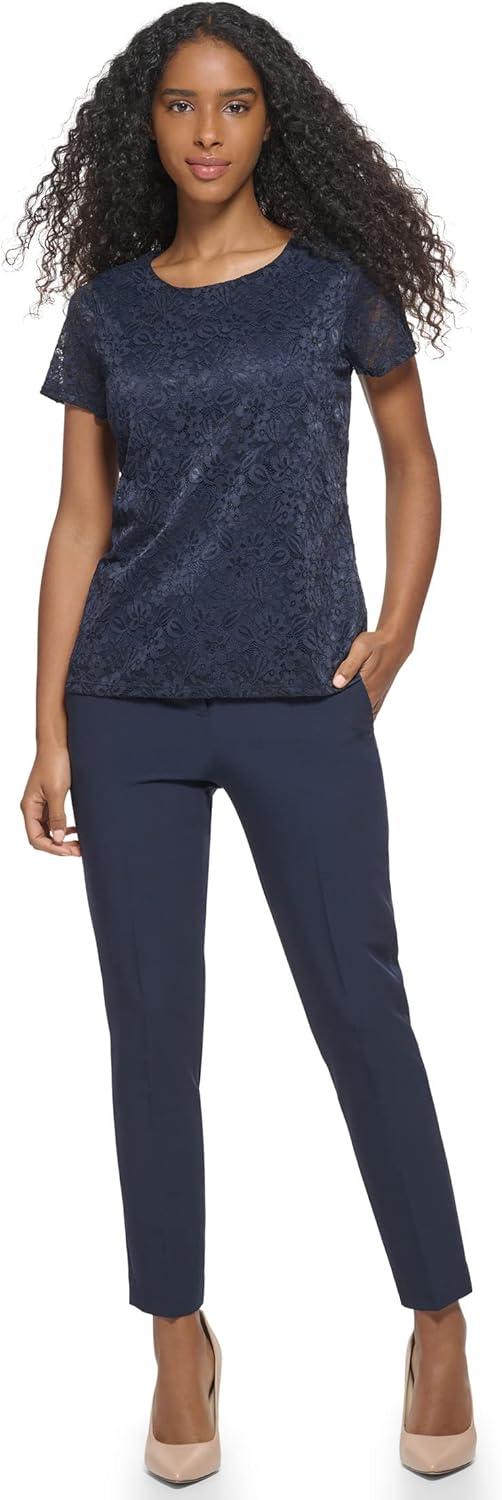 imageTommy Hilfiger Short Sleeve Lace BlouseMidnight