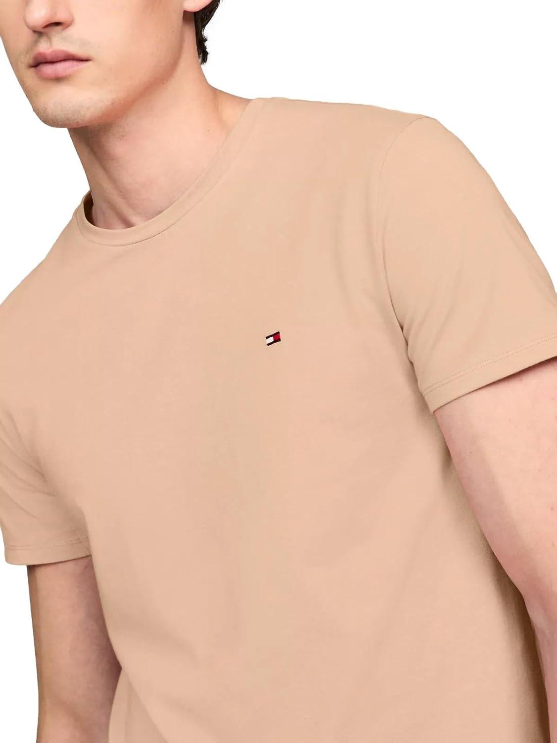 imageTommy Hilfiger TShirt Mens Crew Neck Tee Classic Fit Short Sleeve Solid ShirtBeige